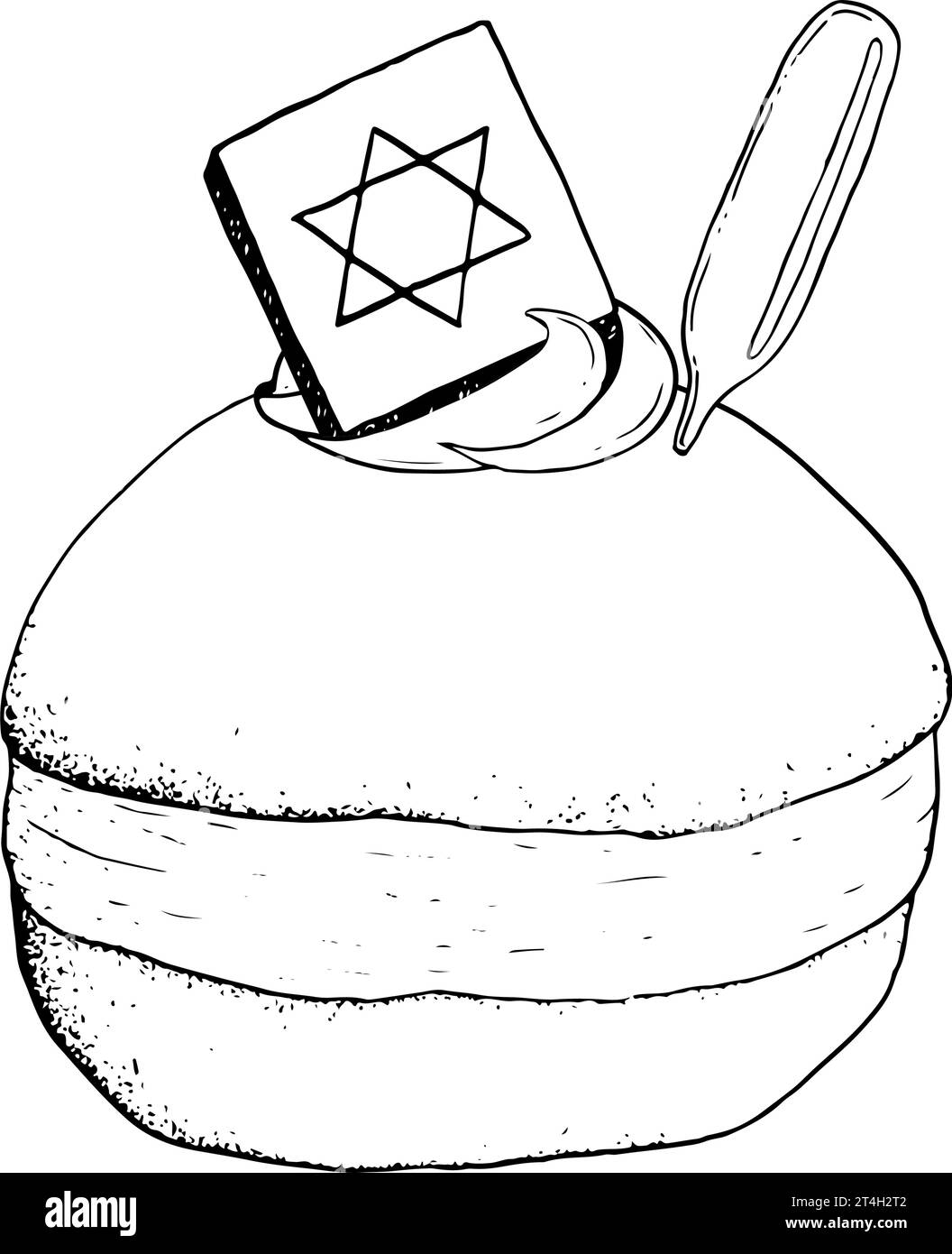 Ciambella Hanukkah sufganiyah con panna montata Illustrazione Vettoriale