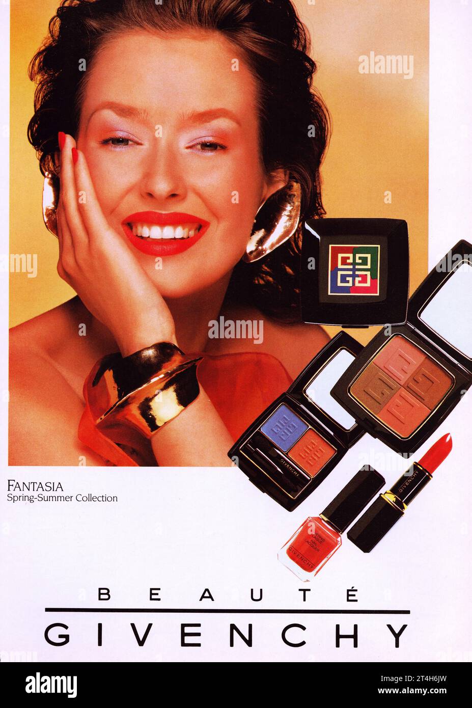 Pubblicità per il trucco Givenchy Fantasia Primavera Estate 1990, spot vintage per il trucco Givenchy Foto Stock