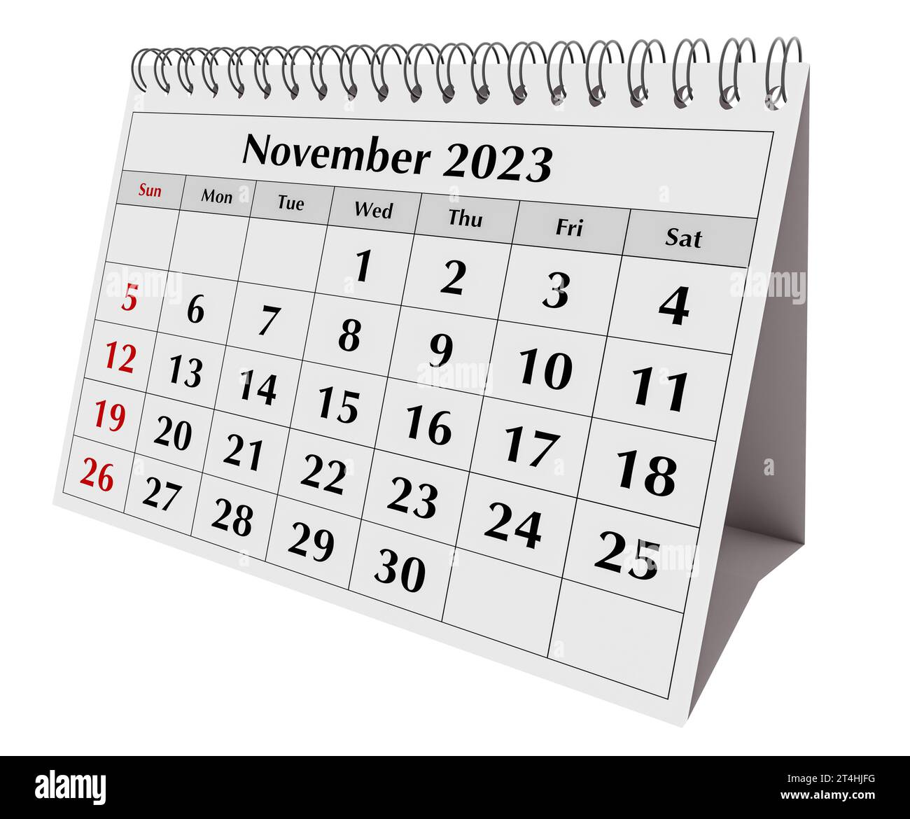 Pagina del calendario mensile annuale del business desk isolata. Data - mese novembre 2023 Foto Stock