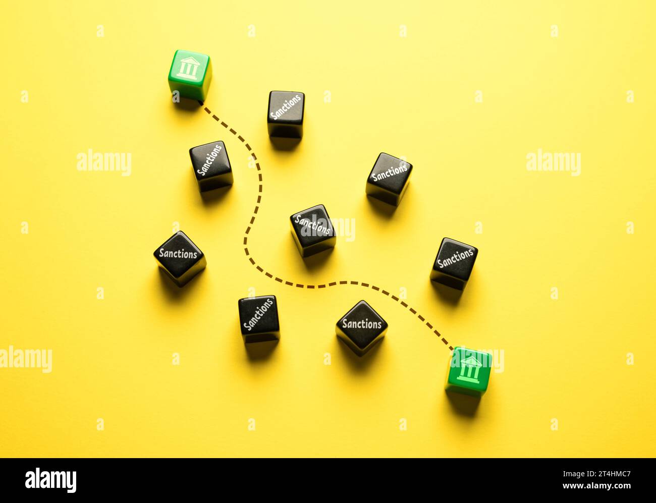 Le banche stanno aggirando le sanzioni. Evitare la pressione sulle sanzioni. Più banche sono disconnesse dal sistema di pagamento internazionale. Adattamento a nuovi worki Foto Stock