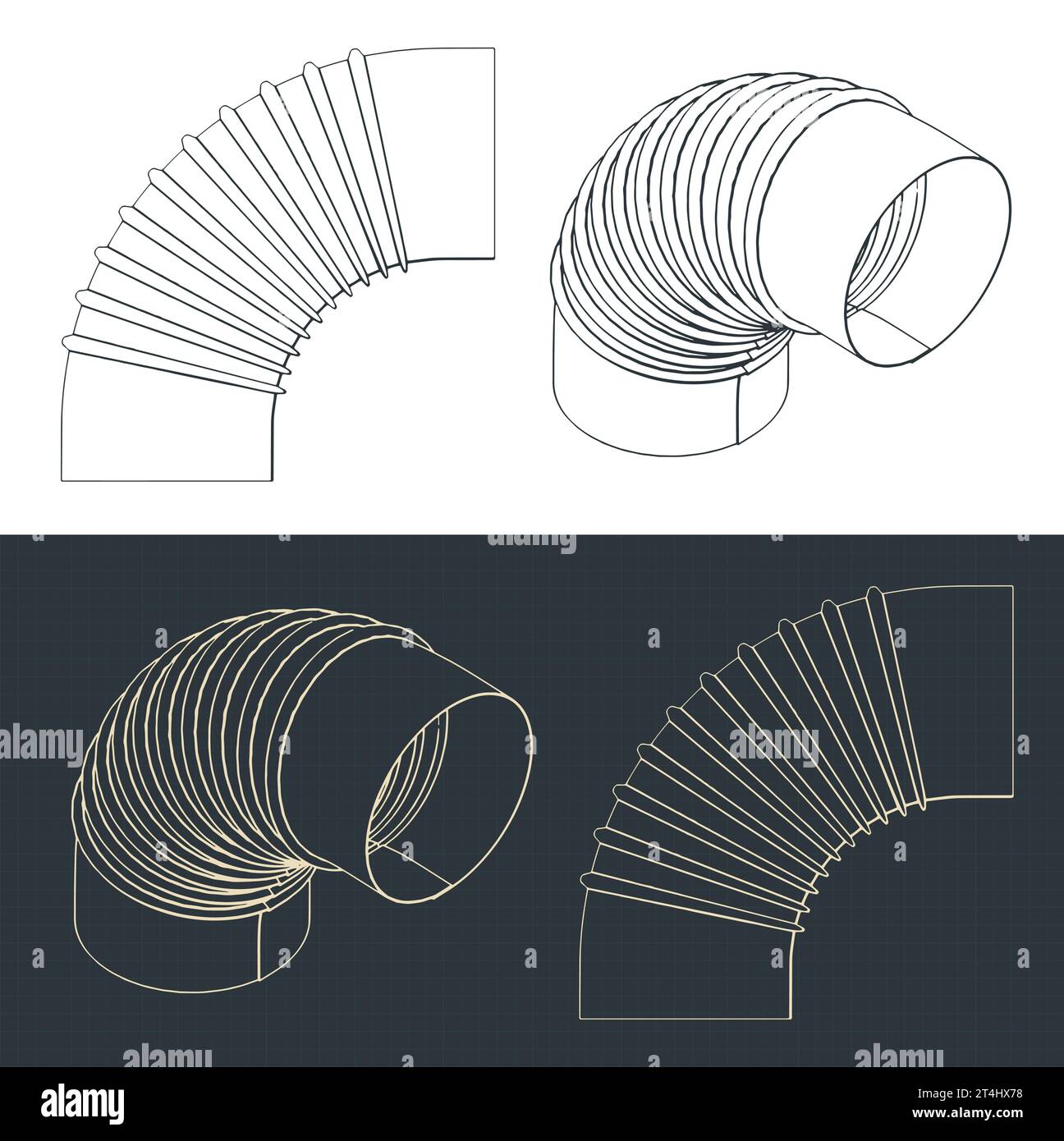 Illustrazioni vettoriali stilizzate di progetti di condotti flessibili Illustrazione Vettoriale