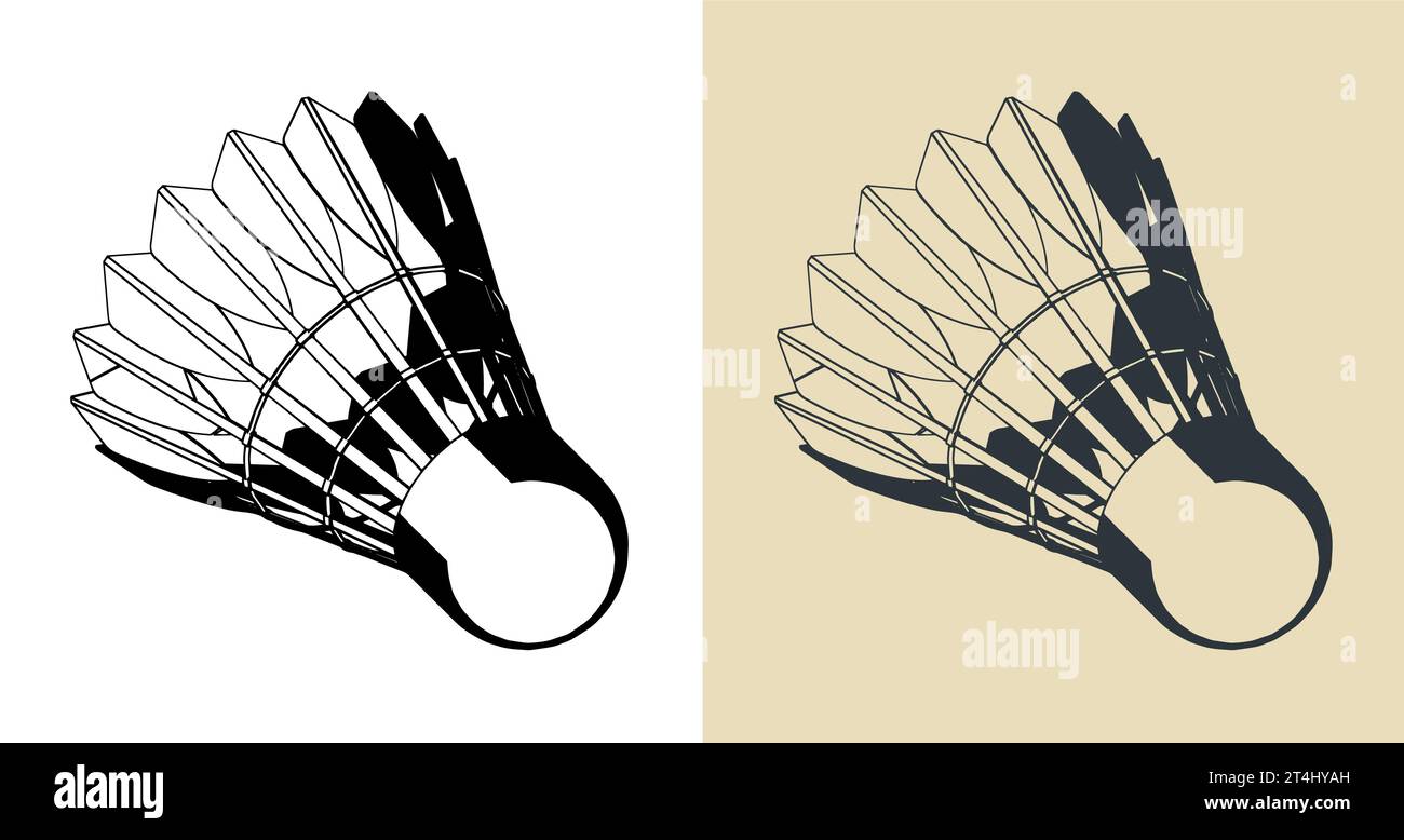 Illustrazione vettoriale stilizzata di un rubinetto per giocare a badminton Illustrazione Vettoriale
