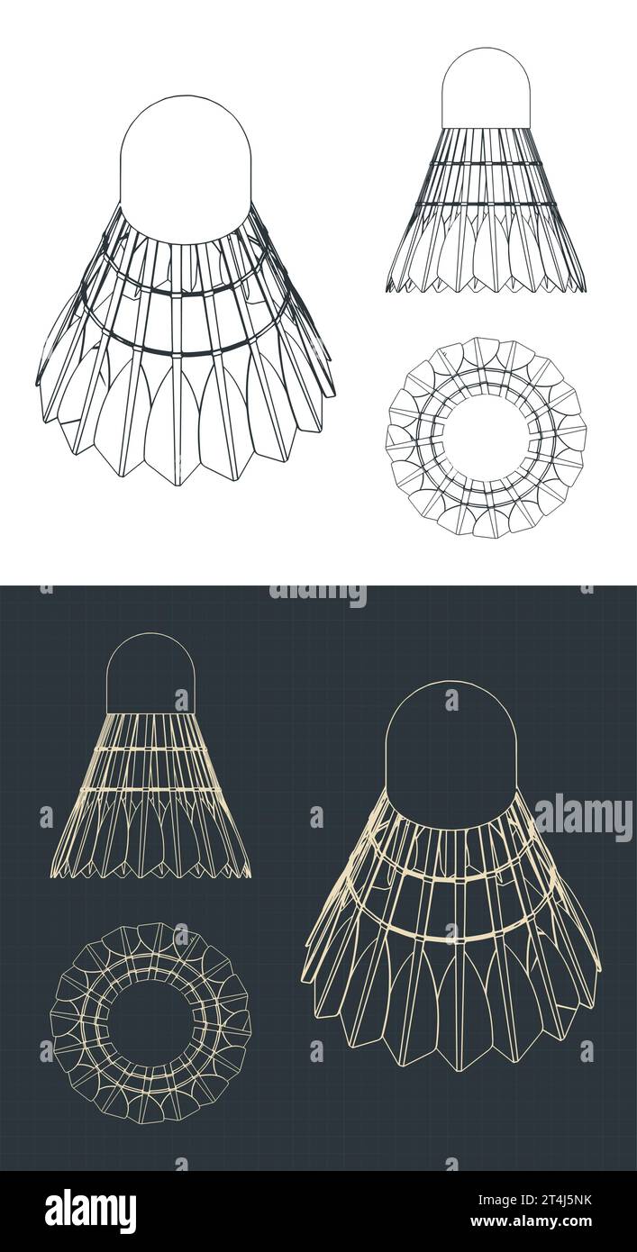 Illustrazione vettoriale stilizzata di progetti di un rubinetto per giocare a badminton Illustrazione Vettoriale