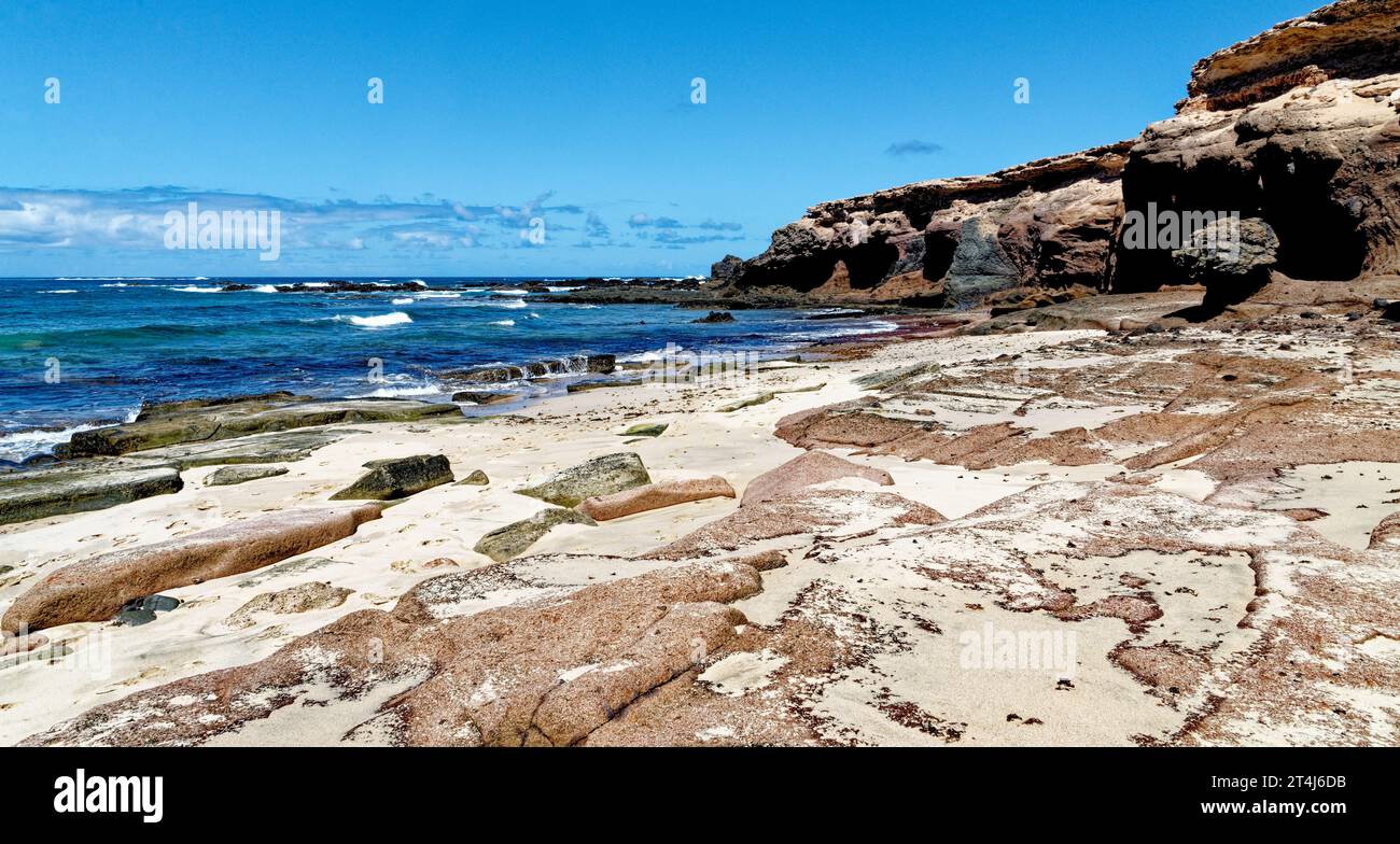 Playa de los Ojos - Spiaggia Los Ojos - a El Puerto de la Cruz, Peninsula Jandia, Fuerteventura, Isole Canarie, Spagna - 21.09.2023 Foto Stock