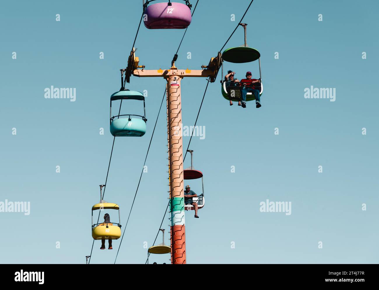 Giro in Sky Glider sul lungomare di Santa Cruz Beach Foto Stock