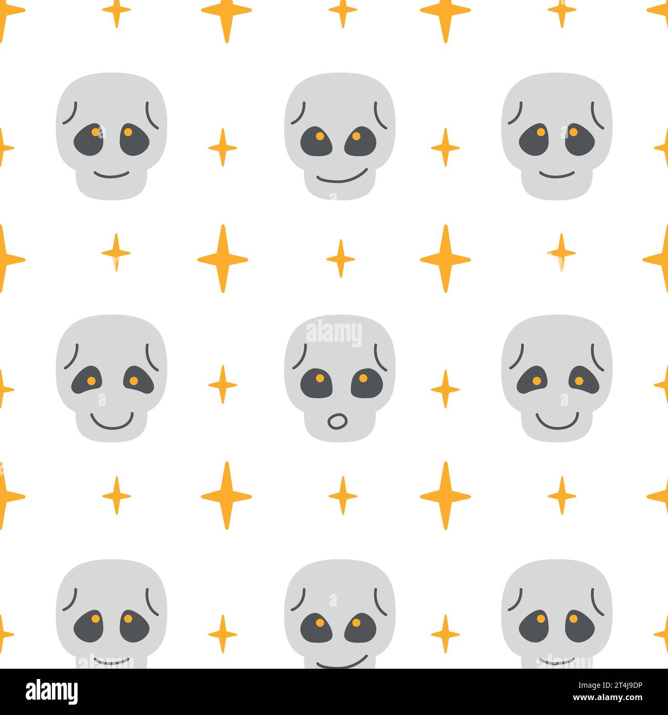 pattern di teschi grigi su sfondo bianco in stile semplice, vettoriale Illustrazione Vettoriale