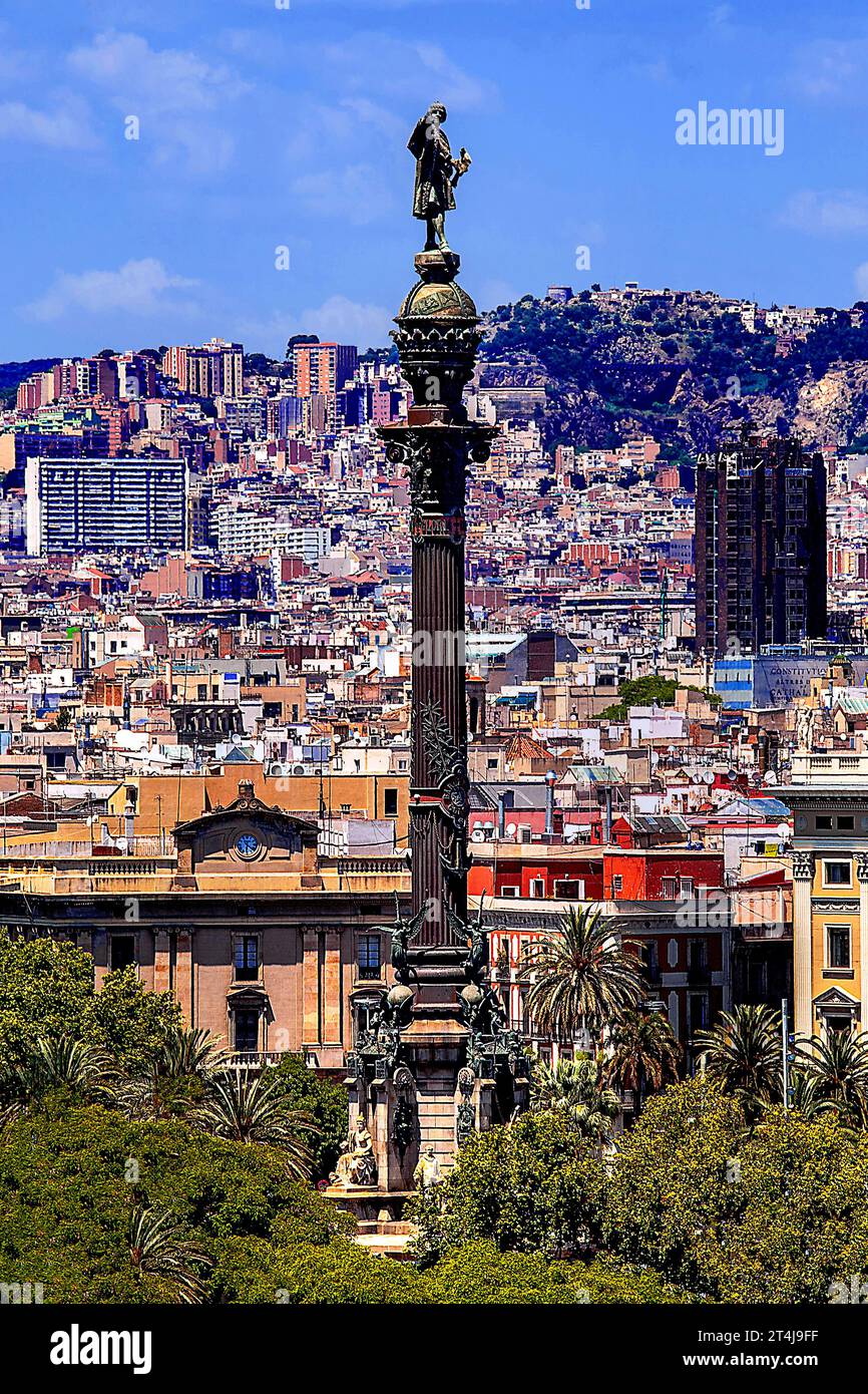 Monumento a Colombo a Barcellona, Spagna Foto Stock