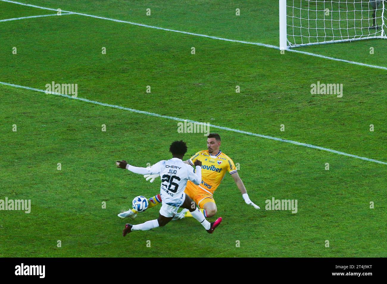 Maldonado, Uruguay, 28 ottobre 2023, Jhojan Julio della LDU durante una partita finale della CONMEBOL Sudamericana Cup allo Stadio Domingo Burgueño Foto Stock