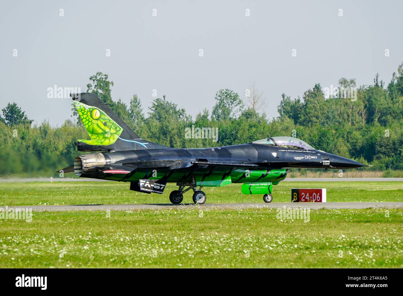 Liepaja, Lettonia- 06 agosto 2023: General Dynamics F-16AM Fighting Falcon fa-87 dell'Aeronautica militare belga Foto Stock