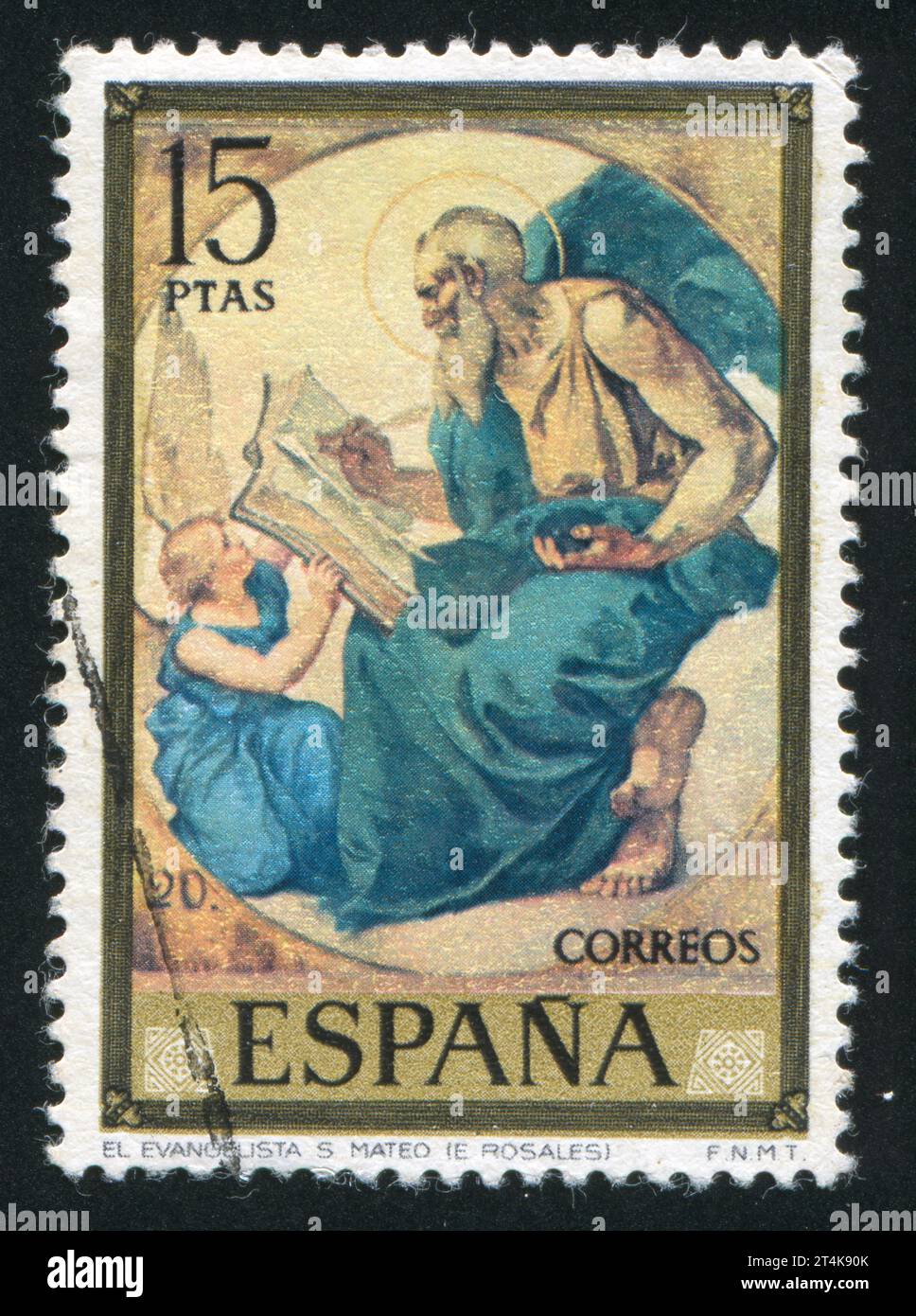 SPAGNA - CIRCA 1974: Timbro stampato dalla Spagna, mostra San Matteo (Eduardo Rosales), circa 1974 Foto Stock