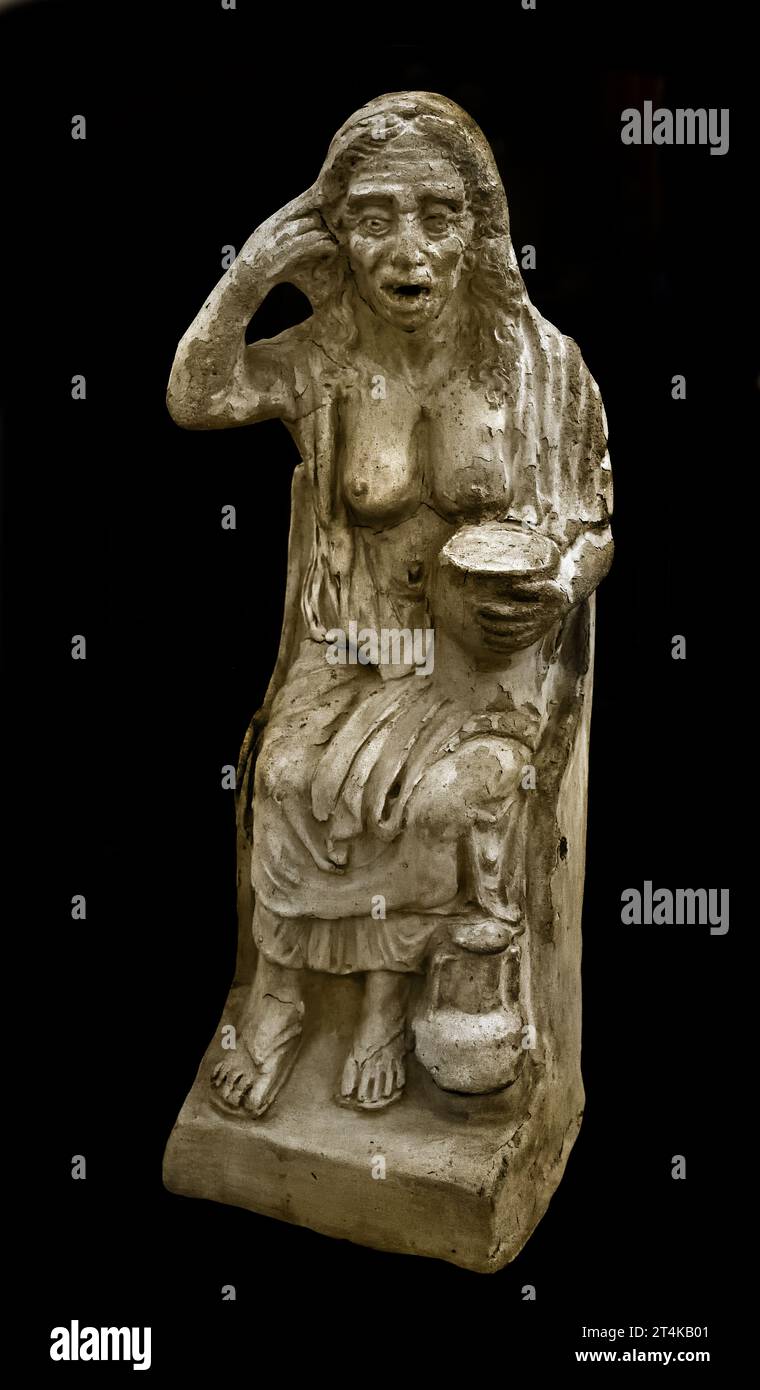 Vecchia ubriaca (i secolo d.C.) di Pompei Casa di Pupio, terracotta. Museo Archeologico Nazionale di Napoli Italia. Foto Stock