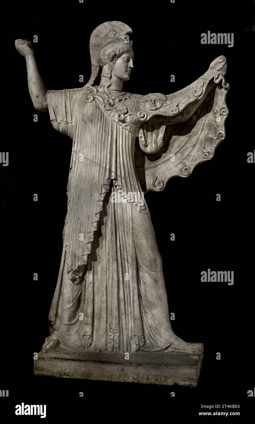 Athena Promachos - Ercolano - Villa dei Papiri museo Archeologico Nazionale di Napoli Italia. Arte romana, romana, (i secolo a.C.) Foto Stock