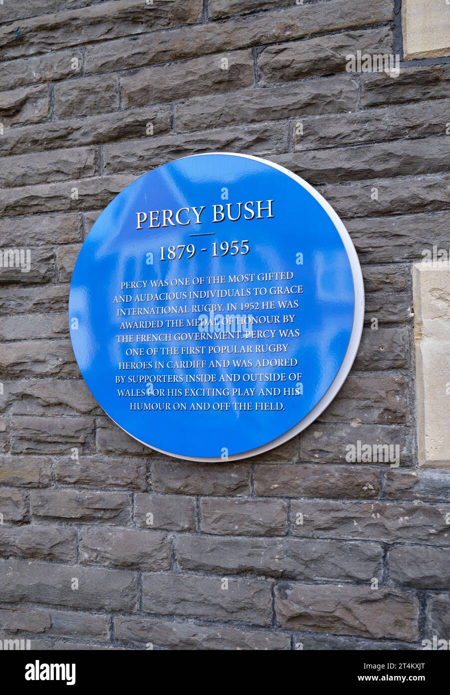Targa commemorativa Percy Bush Canton Cardiff Galles del Sud Regno Unito Foto Stock