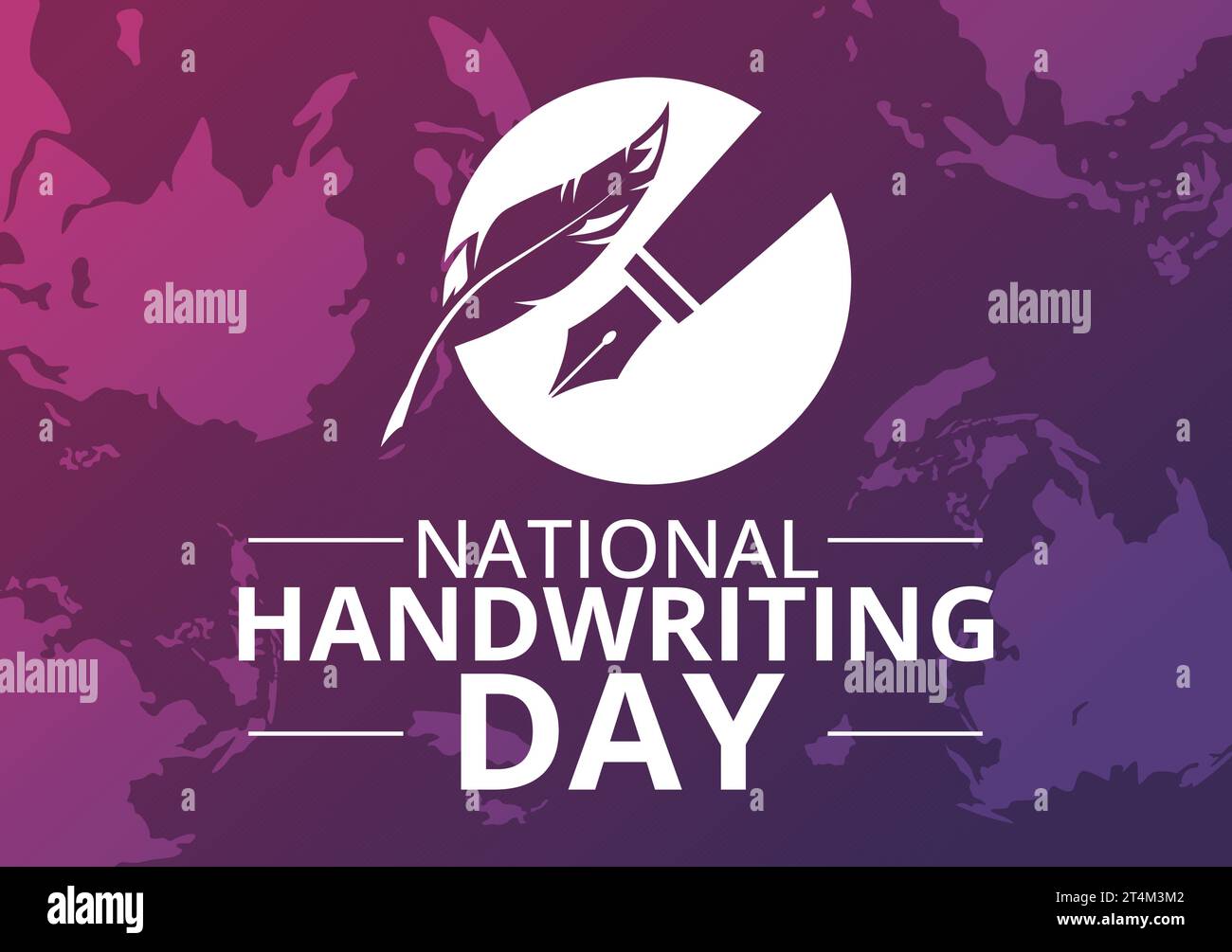 Illustrazione vettoriale della giornata nazionale della calligrafia il 23 gennaio con inchiostro, penna e carta per la scrittura in cartone animato a mano disegno di sfondo Illustrazione Vettoriale