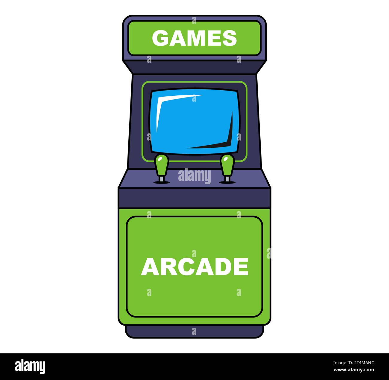 arcade macchina su sfondo bianco. gioco da 80. flat vettore illustrazione Illustrazione Vettoriale