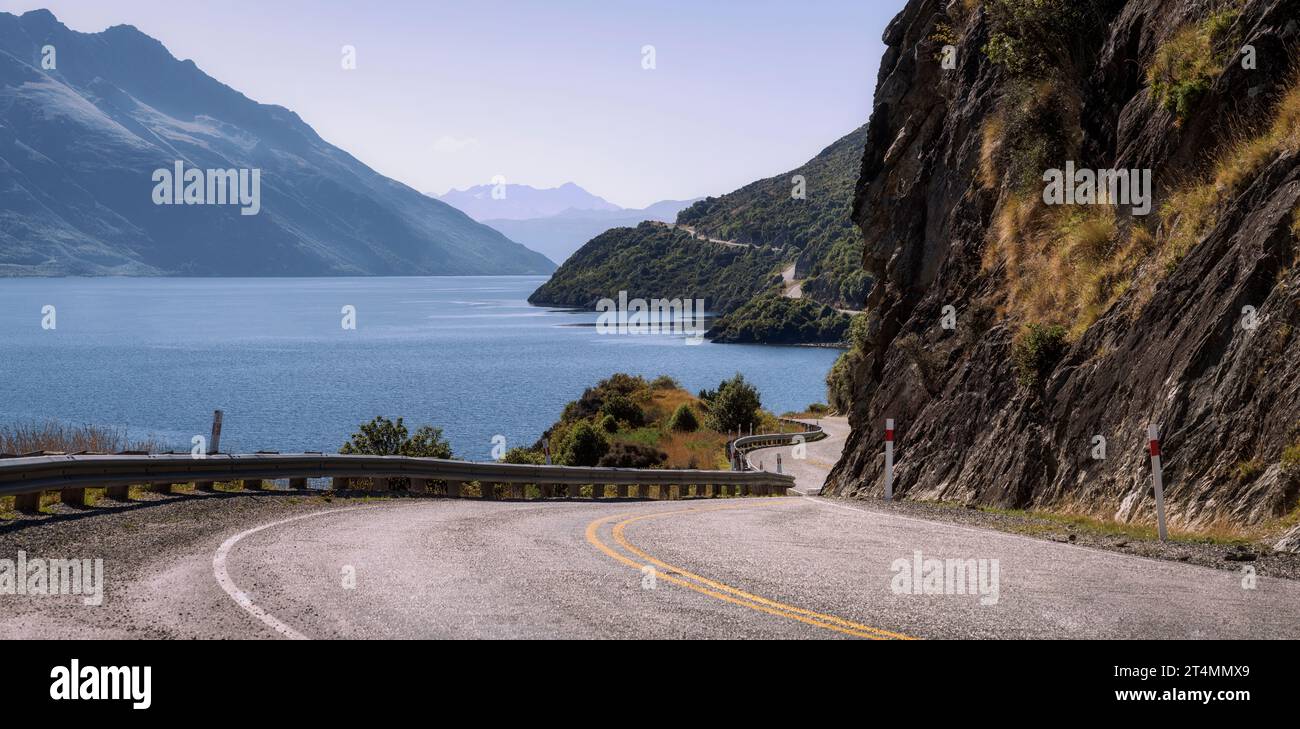 Tortuoso diavoli, strada delle scale, Central Otago vicino a Queenstown, nuova Zelanda Foto Stock