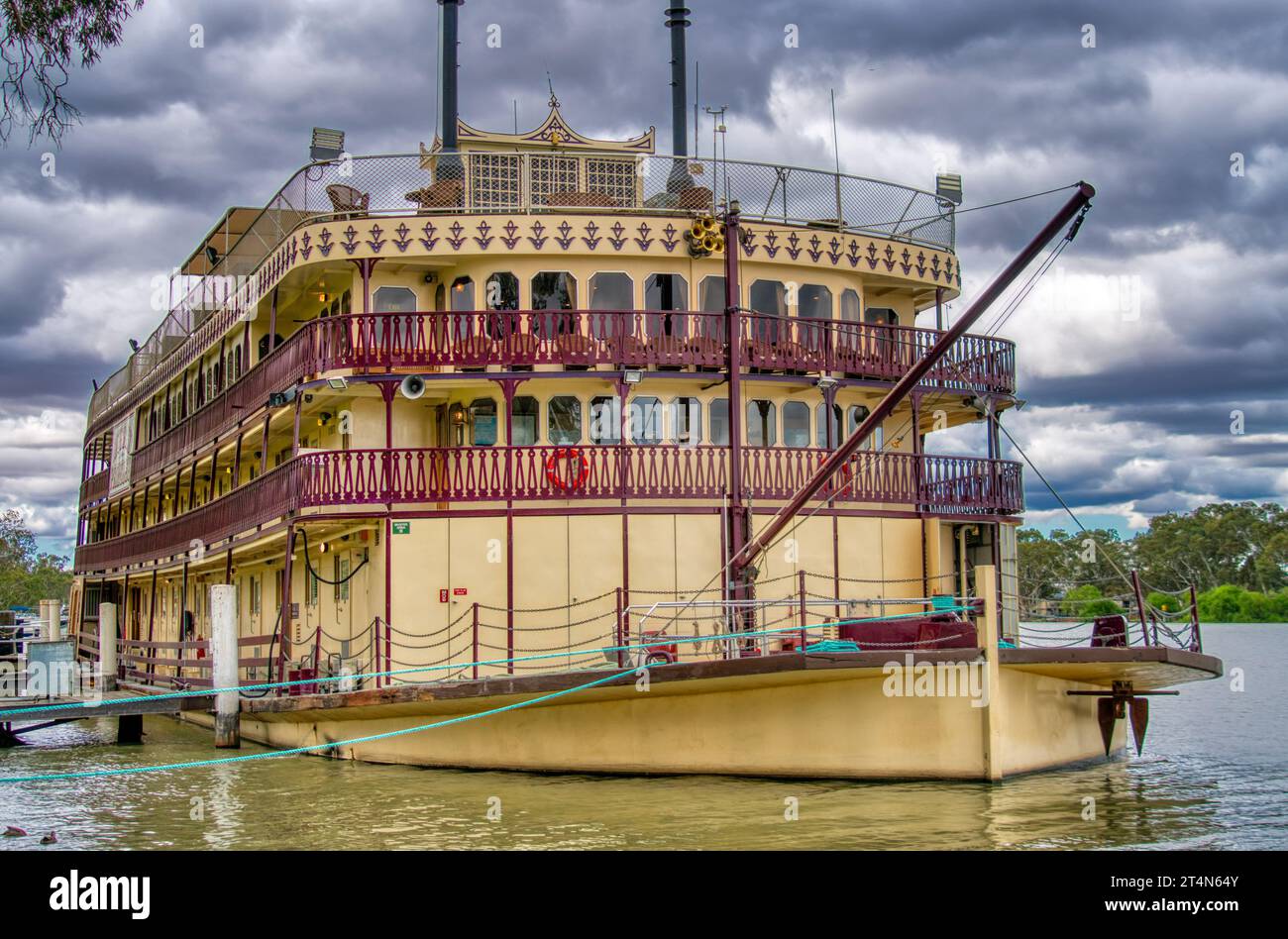 Un piroscafo a pale ormeggiato sul fiume Murray Foto Stock