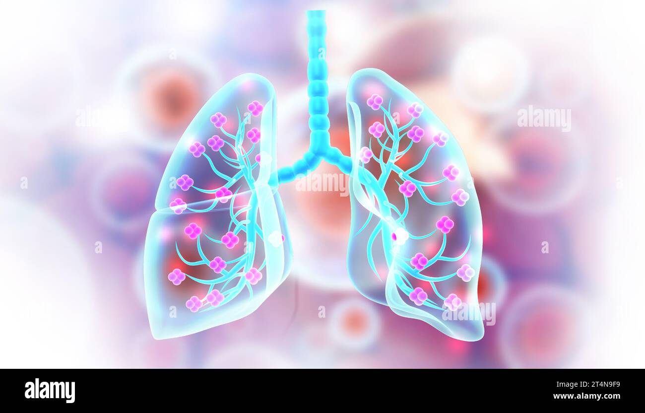 Polmoni umani su sfondo medico astratto. illustrazione 3d. Foto Stock