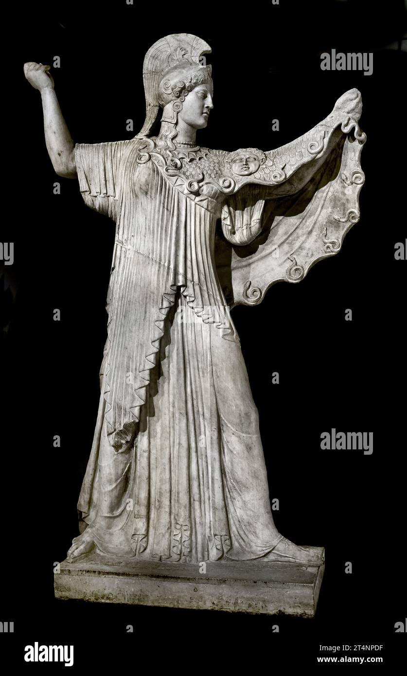 Athena Promachos - Ercolano - Villa dei Papiri museo Archeologico Nazionale di Napoli Italia. Arte romana, romana, (i secolo a.C.) Foto Stock