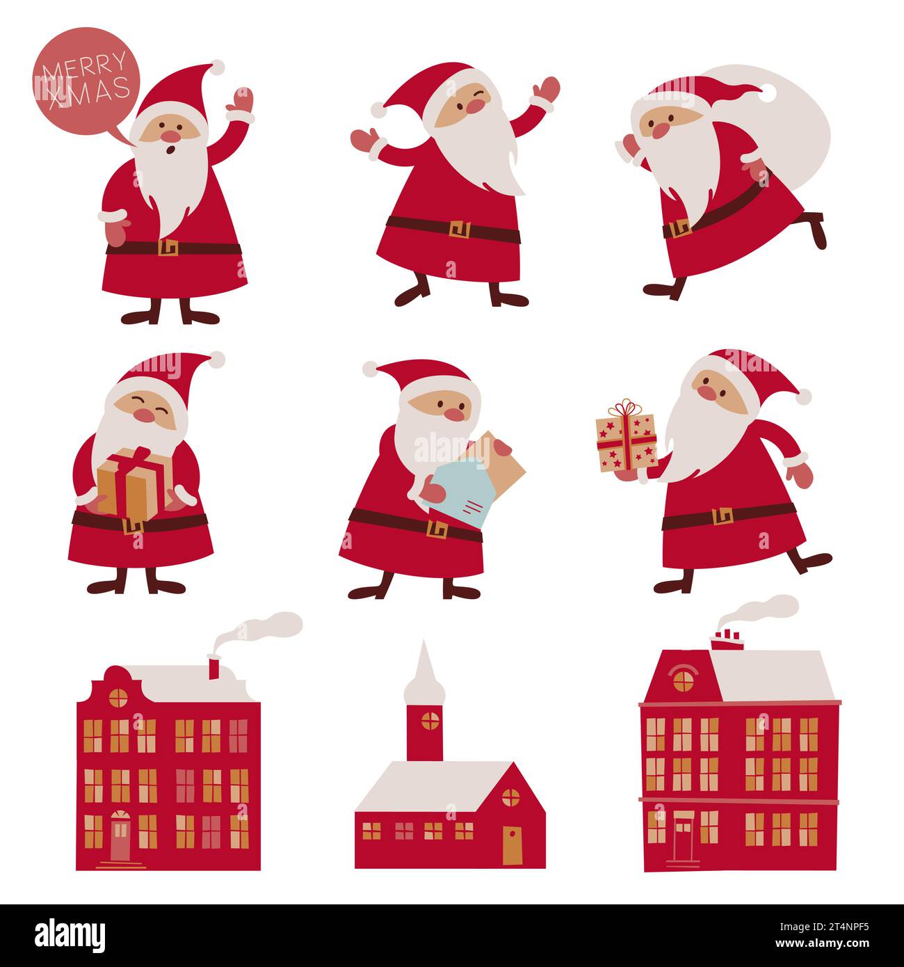 Personaggi Babbo Natale. Illustrazione Vettoriale