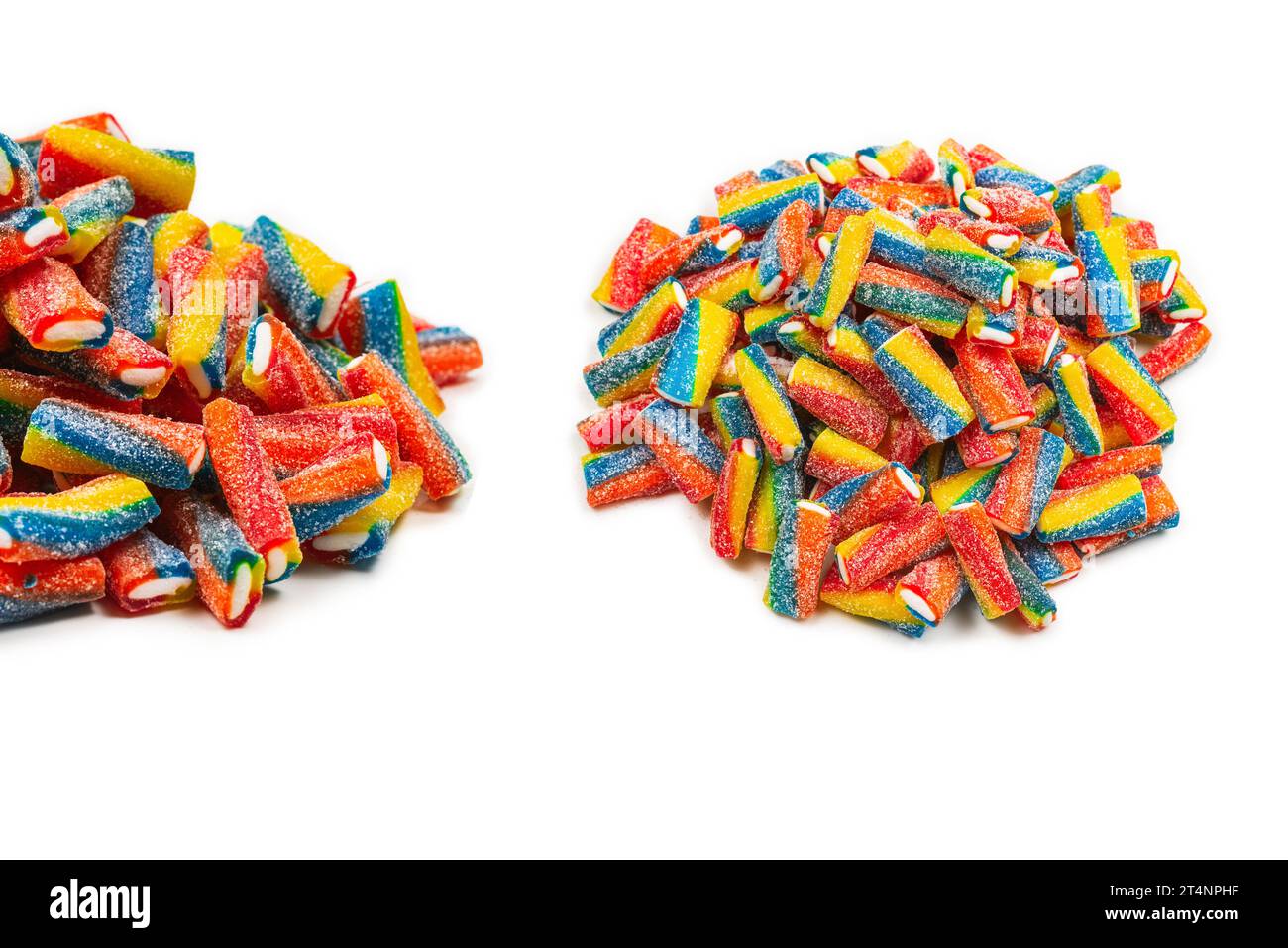 Tubi colorati, caramelle in gelatina. Vista dall'alto. Foto Stock