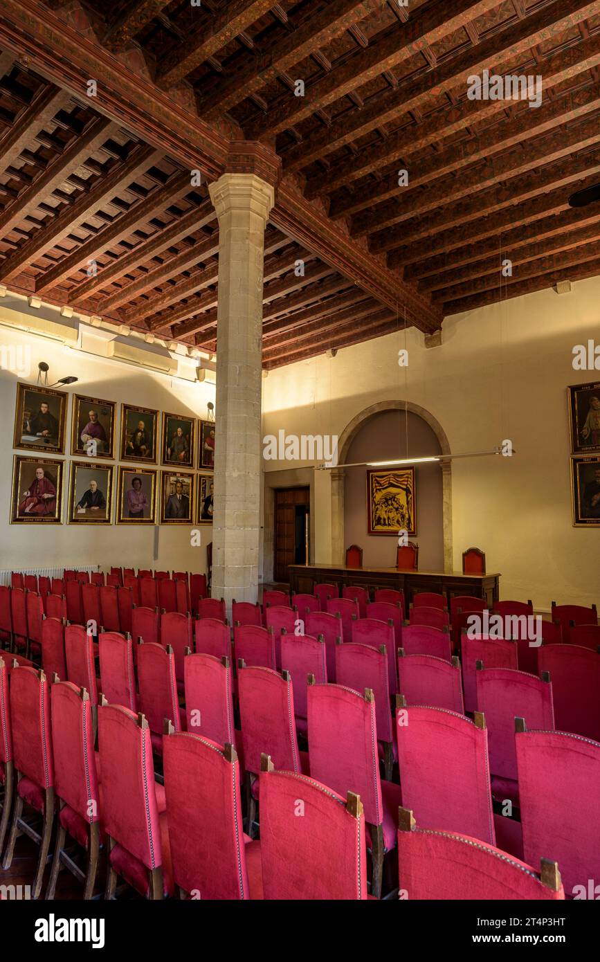 Sala de la columna, all'interno dell'edificio del municipio di Vic (Osona, Barcellona, Catalogna, Spagna), ESP: Sala de la columna. Ayuntamiento de Vic Foto Stock