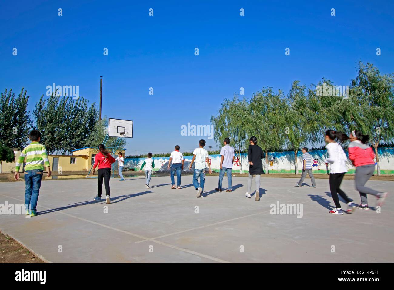 Contea di Luannan - settembre 25: Gli studenti fanno il loro lavoro manuale, Contea di Luannan, provincia di Hebei, Cina, settembre 25, 2015 Foto Stock
