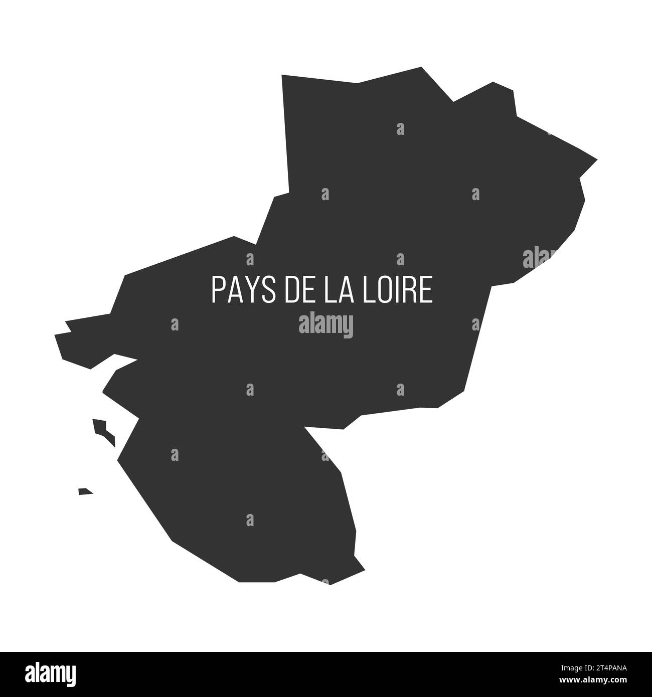 Pays de la Loire - mappa della divisione amministrativa, della regione, della Francia. Silhouette vettoriale grigio scuro. Illustrazione Vettoriale