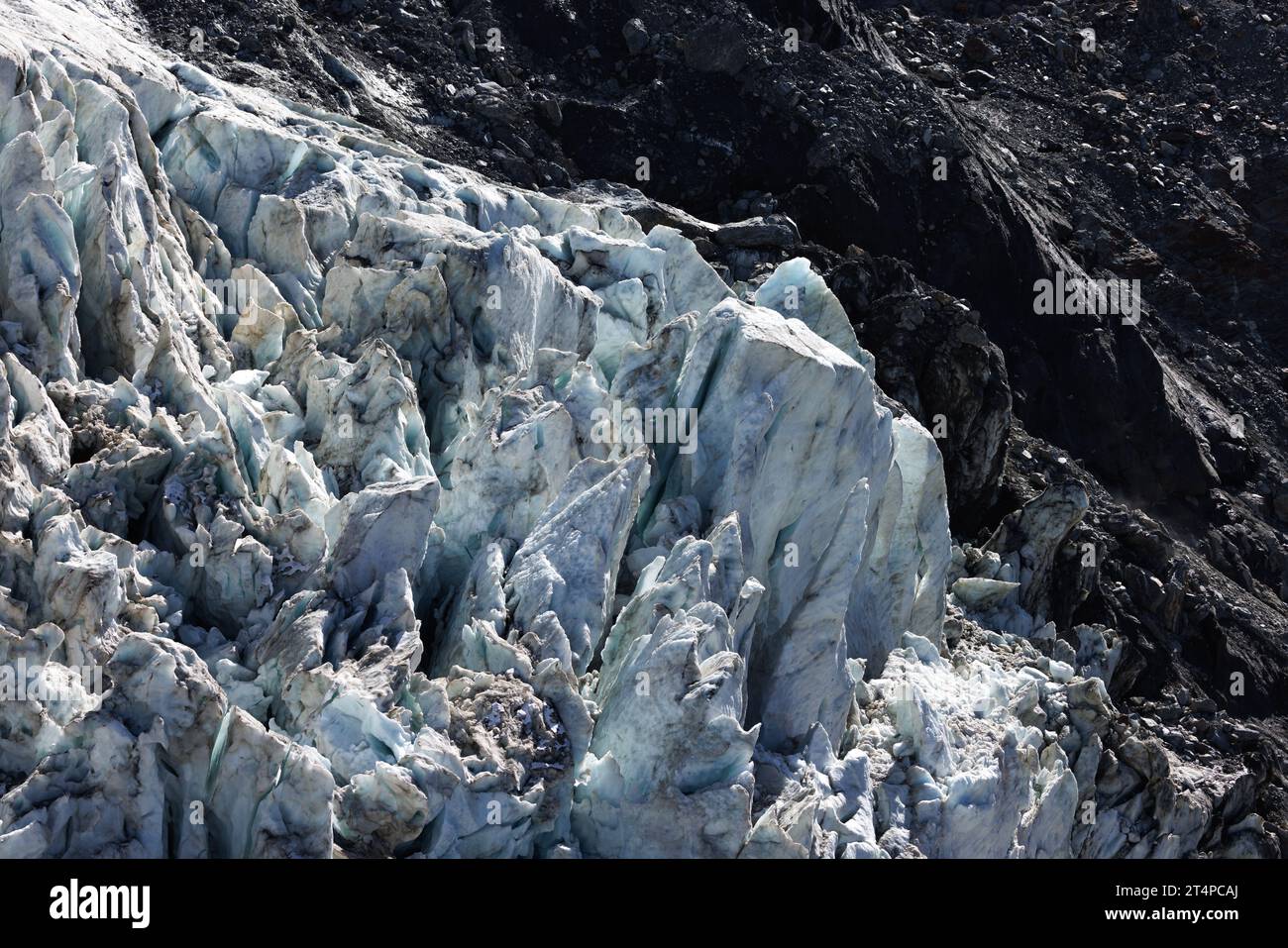 Séracs del Glacier des Bossons vista da la Jonction a Chamonix Foto Stock