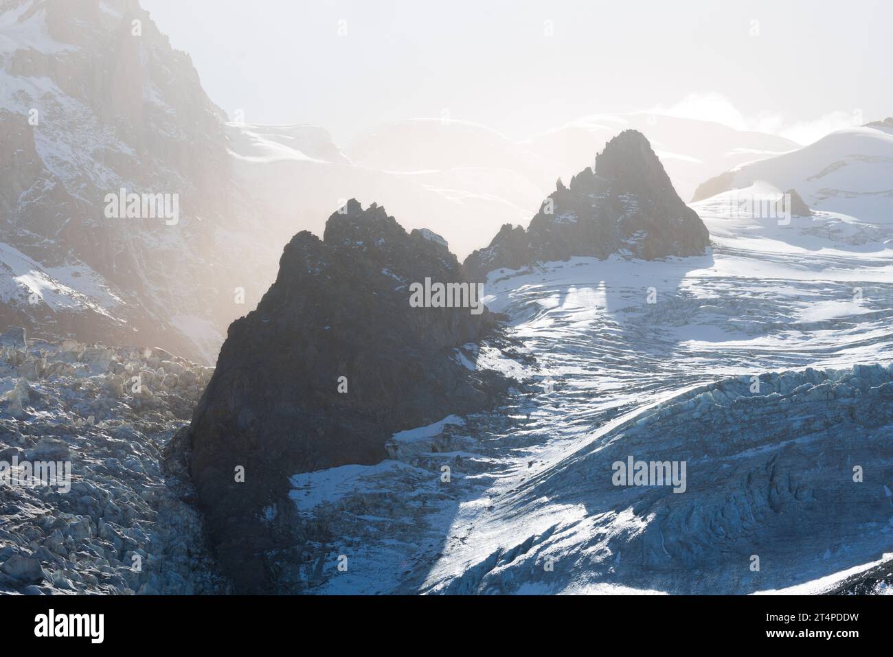 Ghiacciaio dei Bossons visto da la Jonction a Chamonix Foto Stock