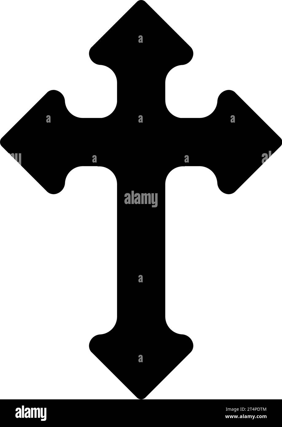Simbolo icona della silhouette a croce cristiana gotica. Illustrazione vettoriale Illustrazione Vettoriale