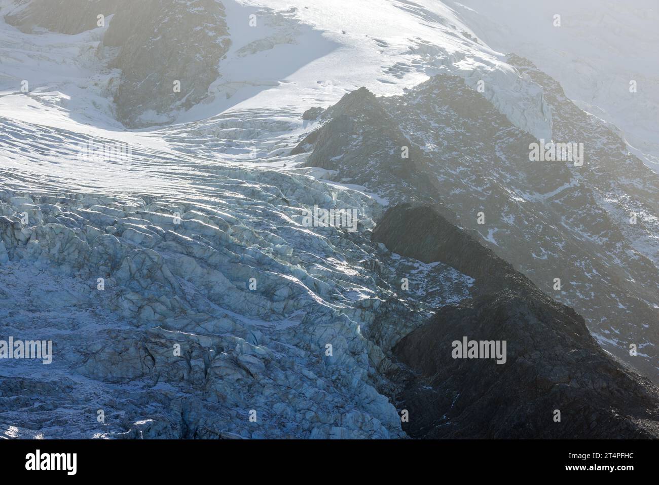 Ghiaccio del ghiacciaio dei Bossons a Chamonix Foto Stock