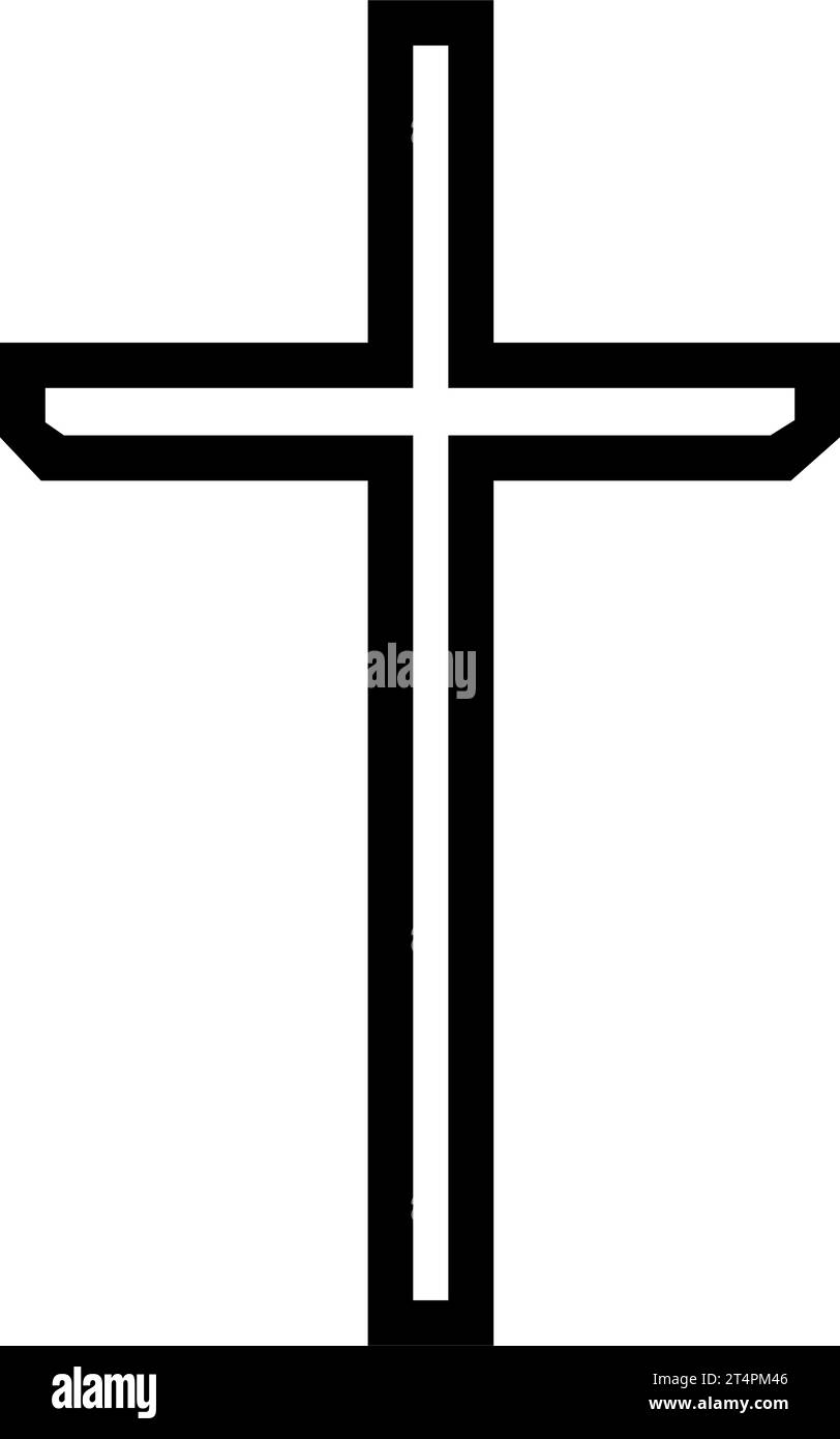 Delinea l'icona simbolo della croce cristiana. Illustrazione vettoriale Illustrazione Vettoriale