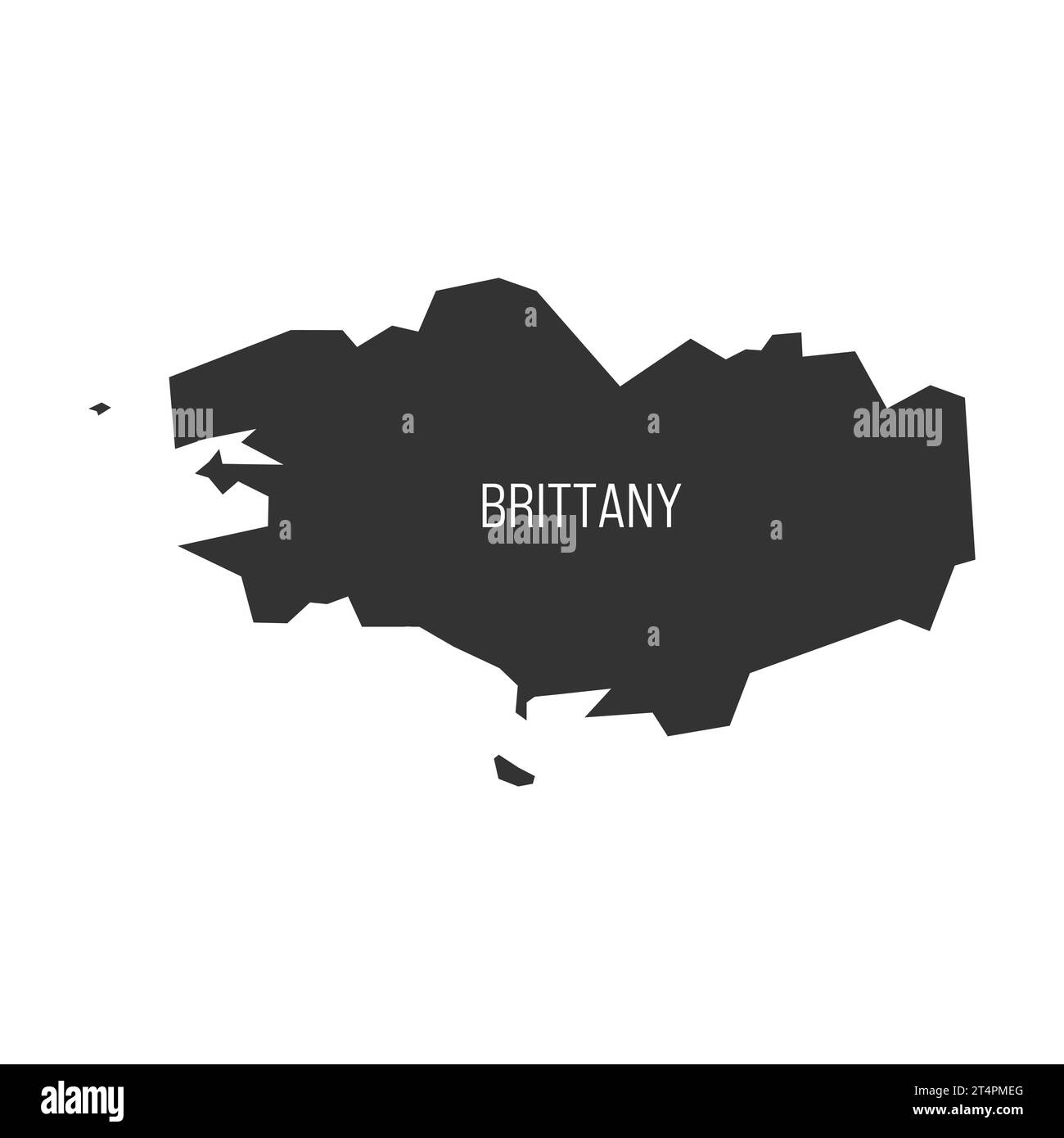 Bretagna - mappa della divisione amministrativa, regione, della Francia. Silhouette vettoriale grigio scuro. Illustrazione Vettoriale