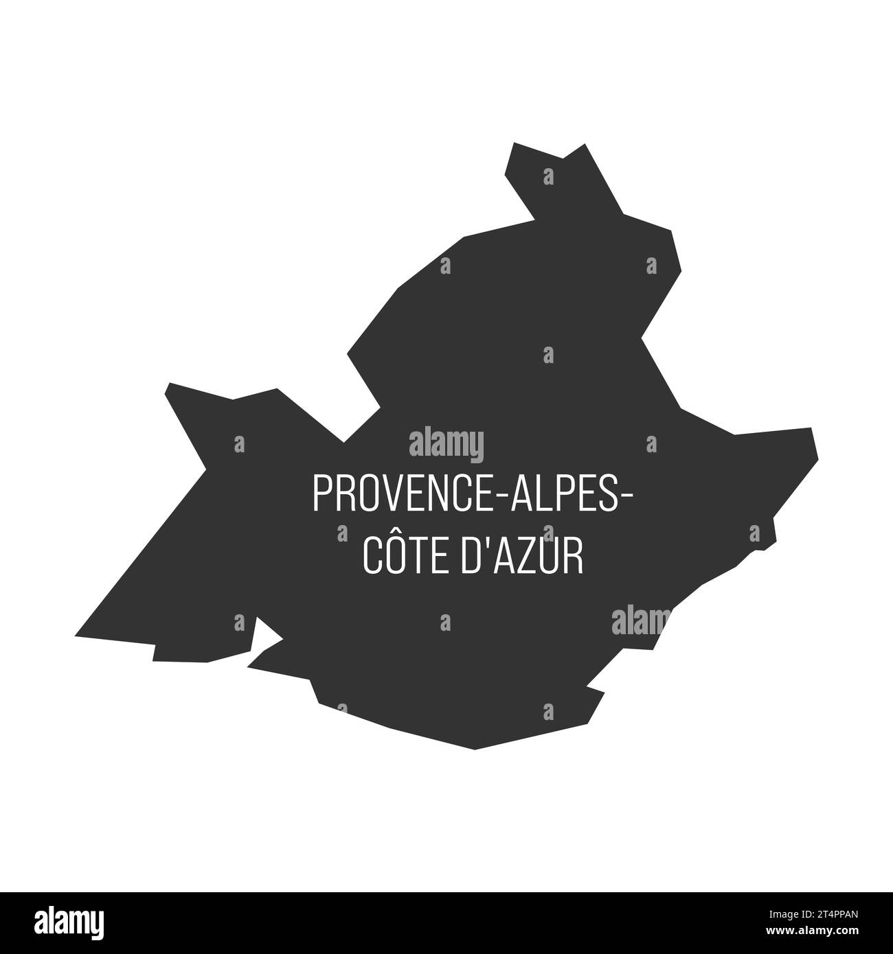 Provence-Alpes-Cote d Azur - Mappa della divisione amministrativa, regione, della Francia. Silhouette vettoriale grigio scuro. Illustrazione Vettoriale