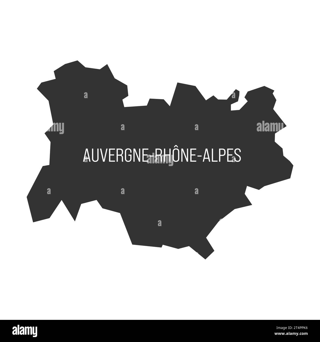 Auvergne-Rhone-Alpes - carta della divisione amministrativa, regione, della Francia. Silhouette vettoriale grigio scuro. Illustrazione Vettoriale