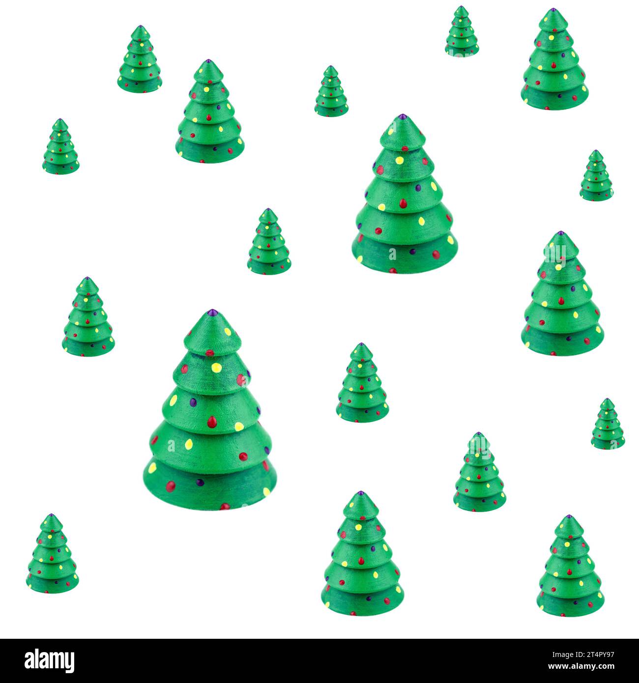 Buon anno e buon Natale. Decorazioni degli alberi di Natale in isolamento su bianco. Foto Stock