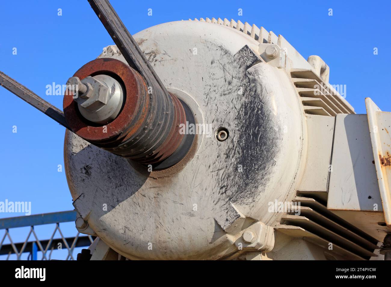 Motore in un cantiere aperto, primo piano della foto Foto Stock