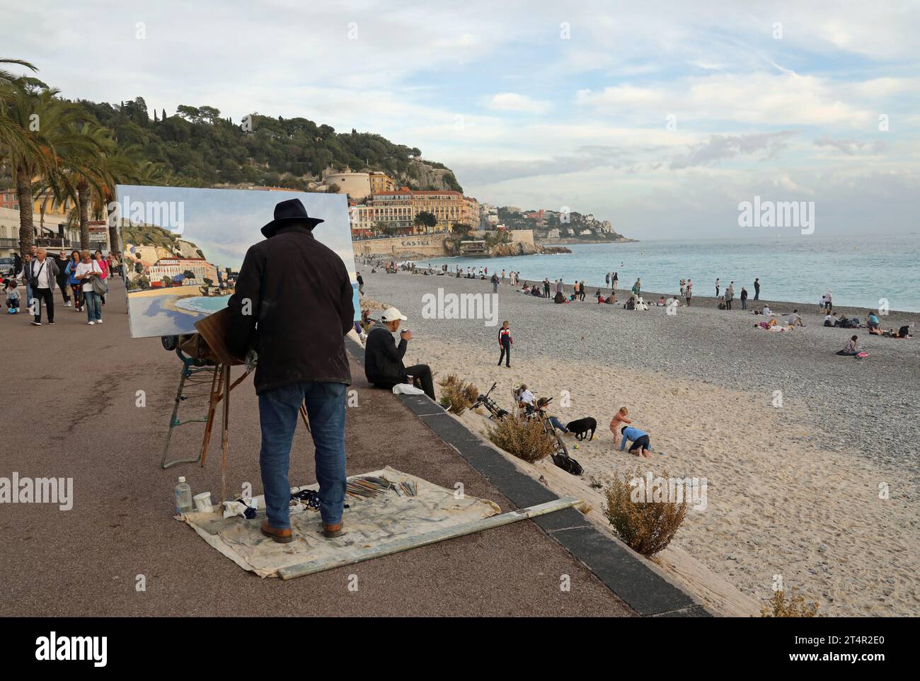 Artista sulla Promenade des Anglais di Nizza Foto Stock