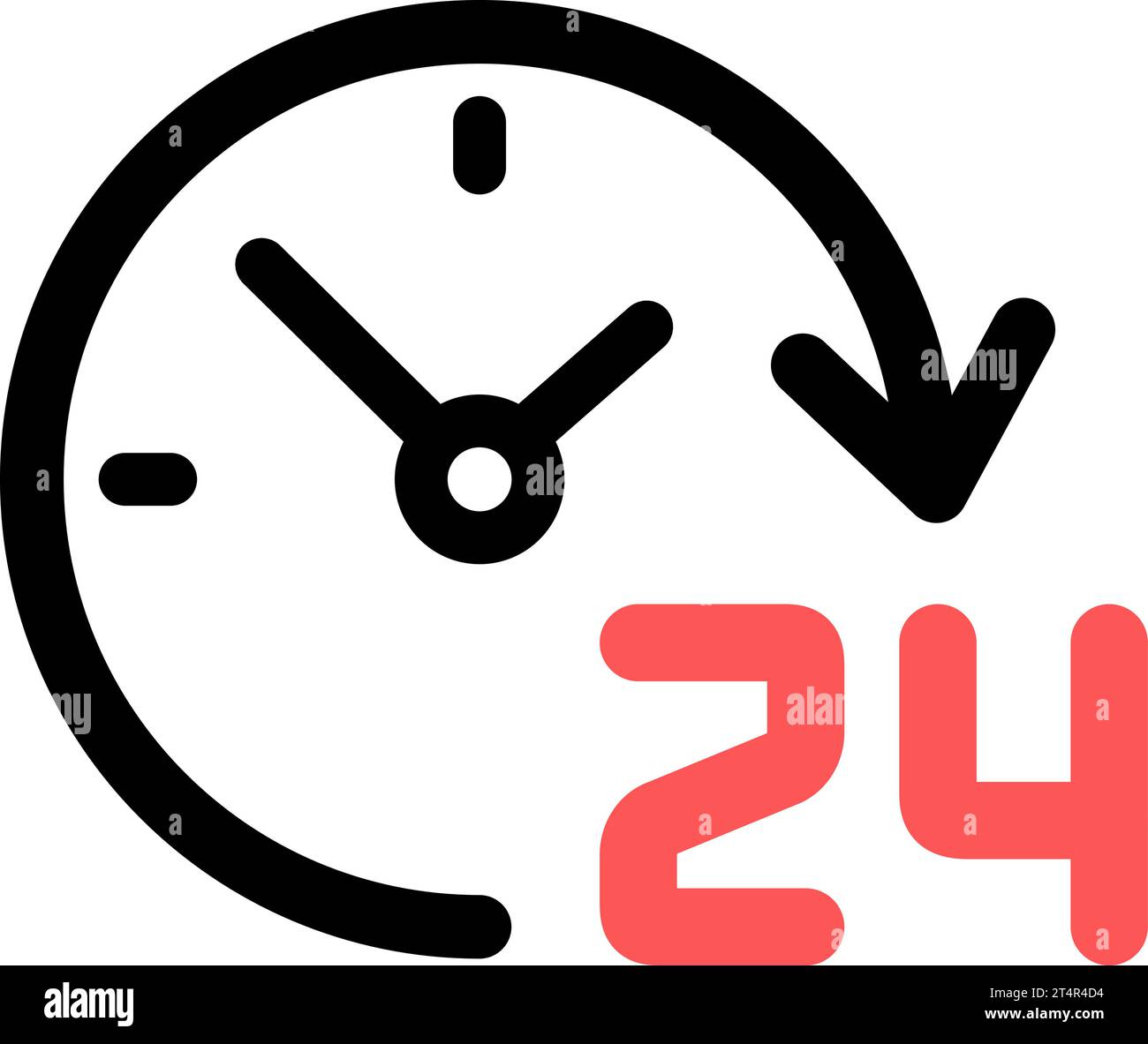 Icona lineare di 24 ore al giorno come simbolo del servizio disponibile 24 ore su 24 Illustrazione Vettoriale