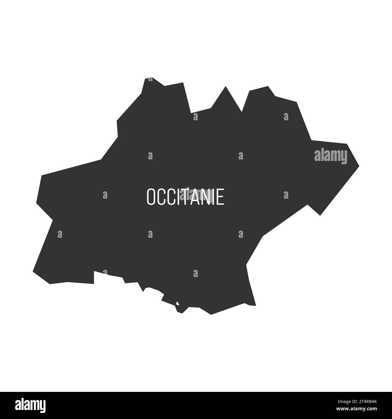 Occitania - mappa della divisione amministrativa, regione, della Francia. Silhouette vettoriale grigio scuro. Illustrazione Vettoriale
