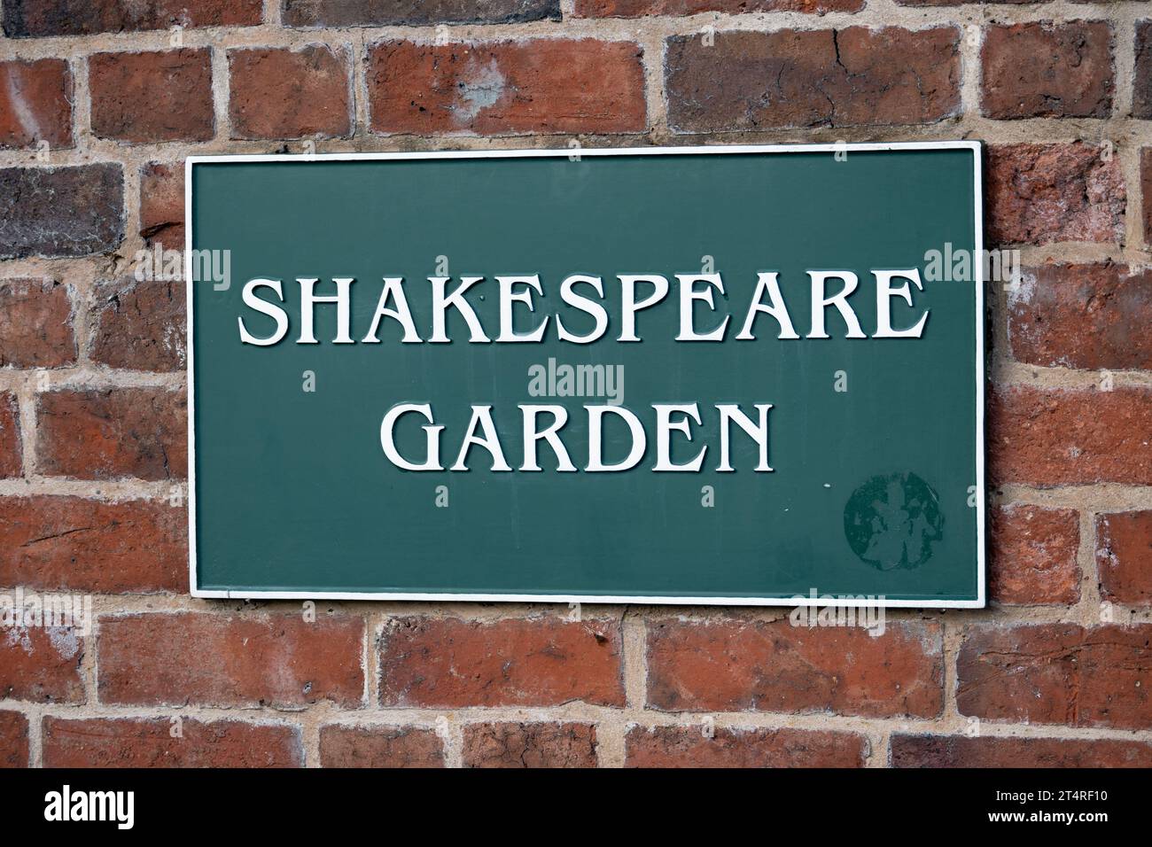 Cartello Shakespeare Garden, Lightwoods House, Bearwood, Birmingham, West Midlands, Inghilterra, Regno Unito Foto Stock