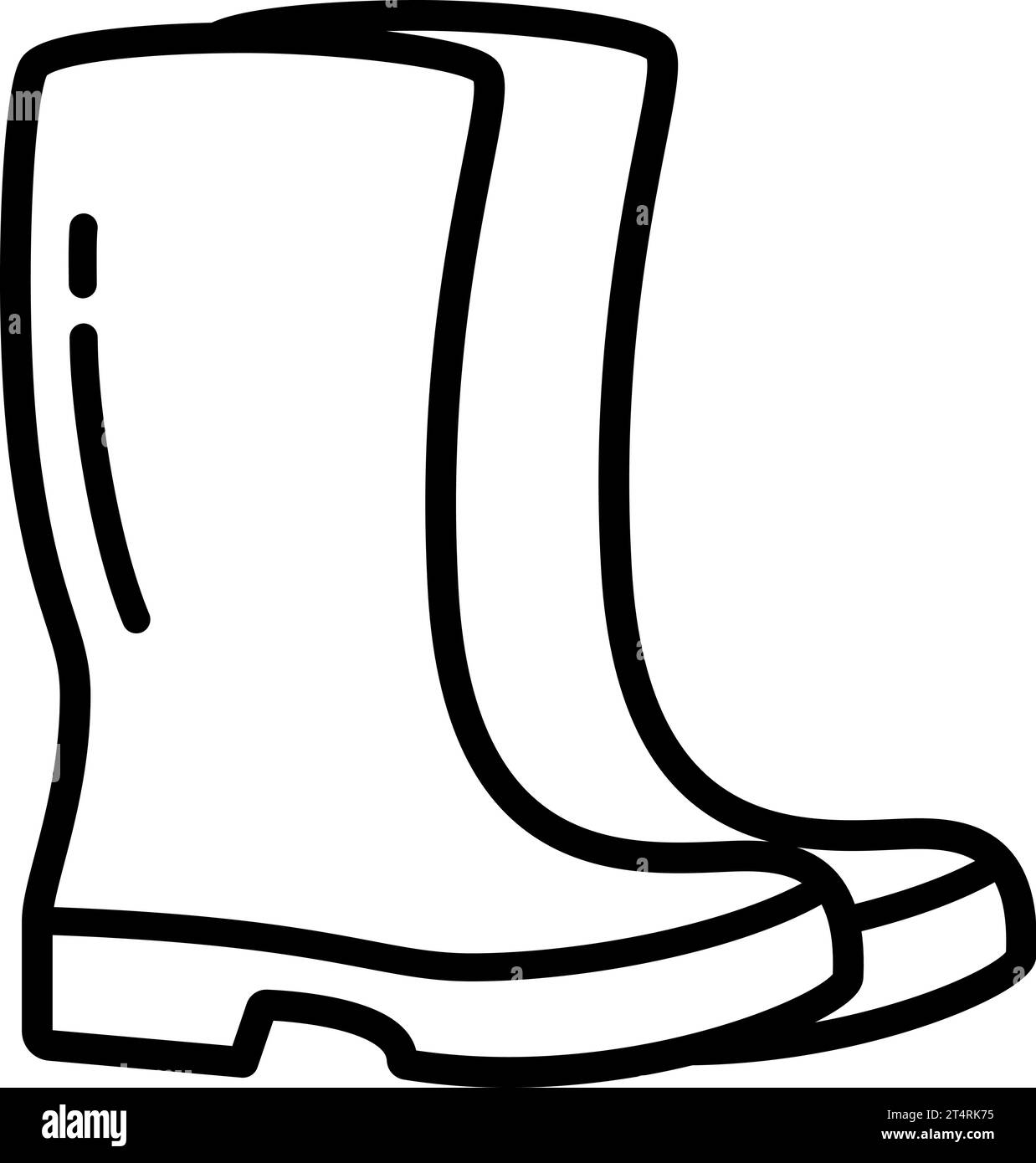 Icona lineare degli stivali di sicurezza in gomma per la progettazione di nastri Illustrazione Vettoriale