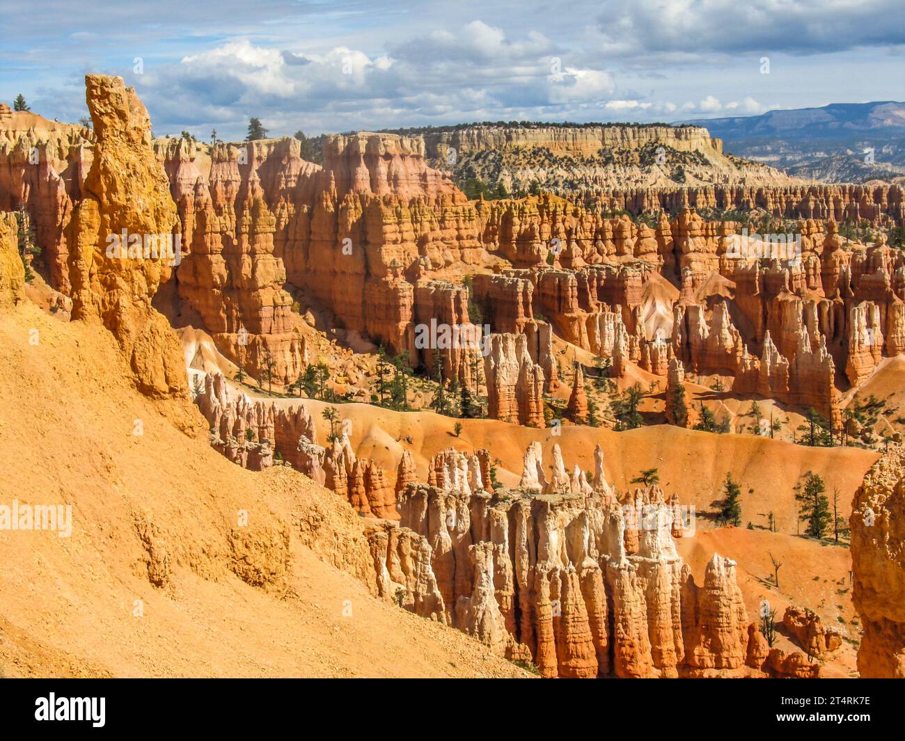 Strane e bizzarre guglie e pinnacoli colorati, noti come hoodoo lungo il bordo del Paunsaugunt Plateau nel Bryce Canyon National Park nello Utah Foto Stock