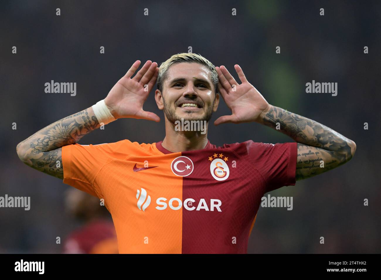 ISTANBUL - Mauro Icardi del Galatasaray durante la partita del gruppo A di UEFA Champions League tra Galatasaray e FC Bayern MŸnchen al Rams Global Stadium il 24 ottobre a Istanbul, Turchia. ANP | Hollandse Hoogte | GERRIT VAN COLOGNE Foto Stock