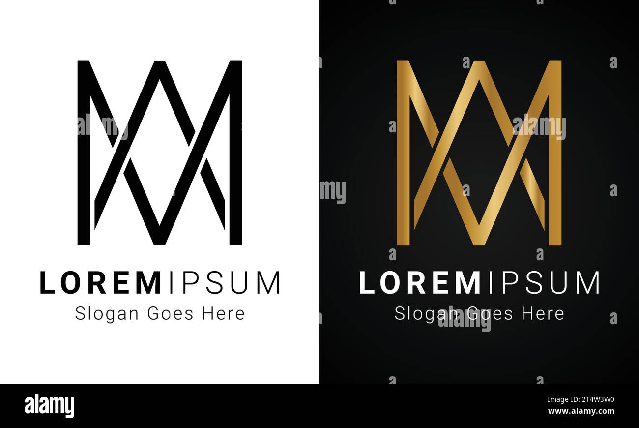 Design del logo con lettera di testo monogramma ma o AM DI lusso Illustrazione Vettoriale