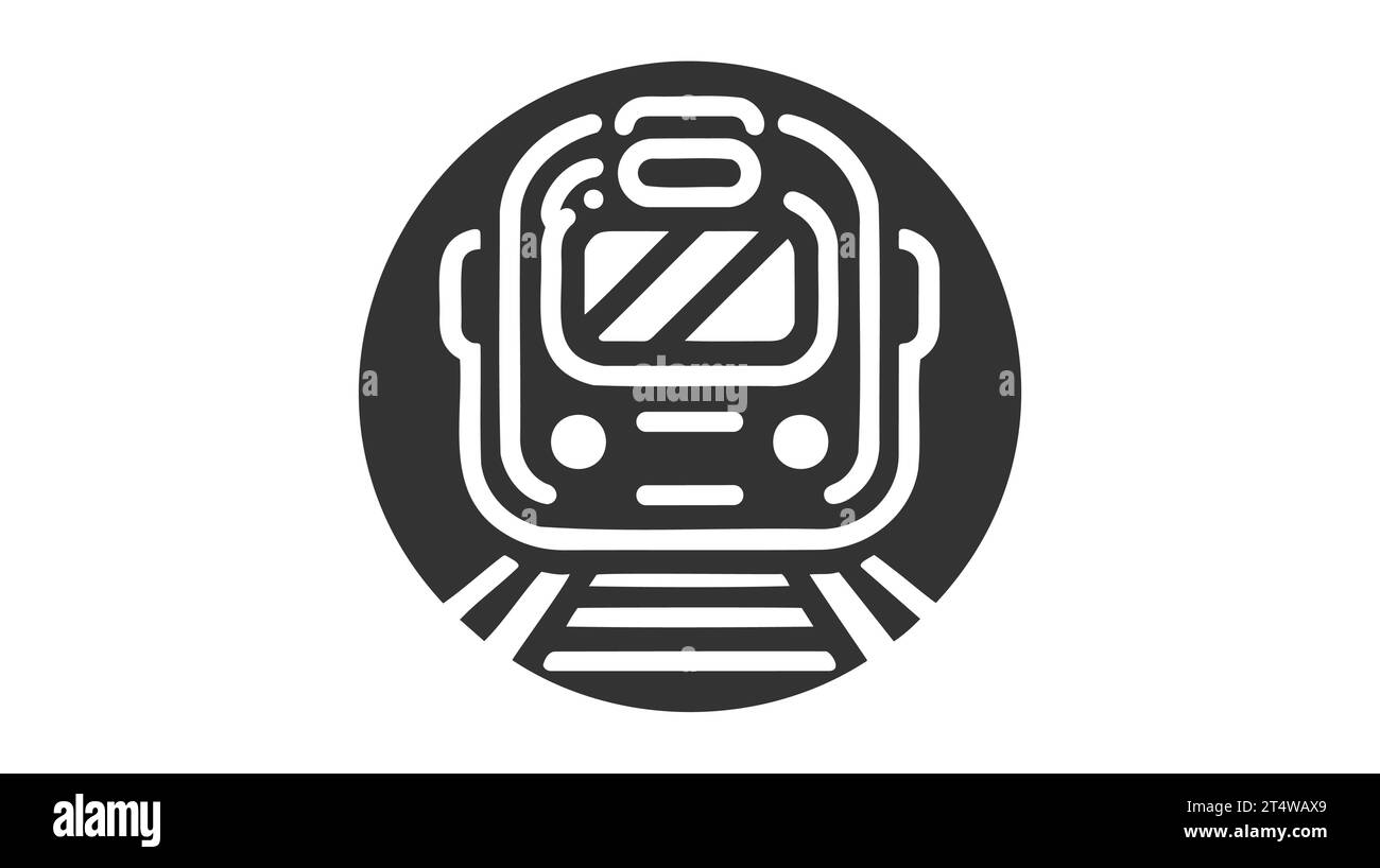 Icona del treno, illustrazione del modello di progettazione della vista frontale isolato su sfondo bianco. Illustrazione Vettoriale
