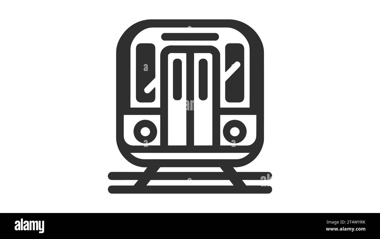 Icona del treno, illustrazione del modello di progettazione della vista frontale isolato su sfondo bianco. Illustrazione Vettoriale