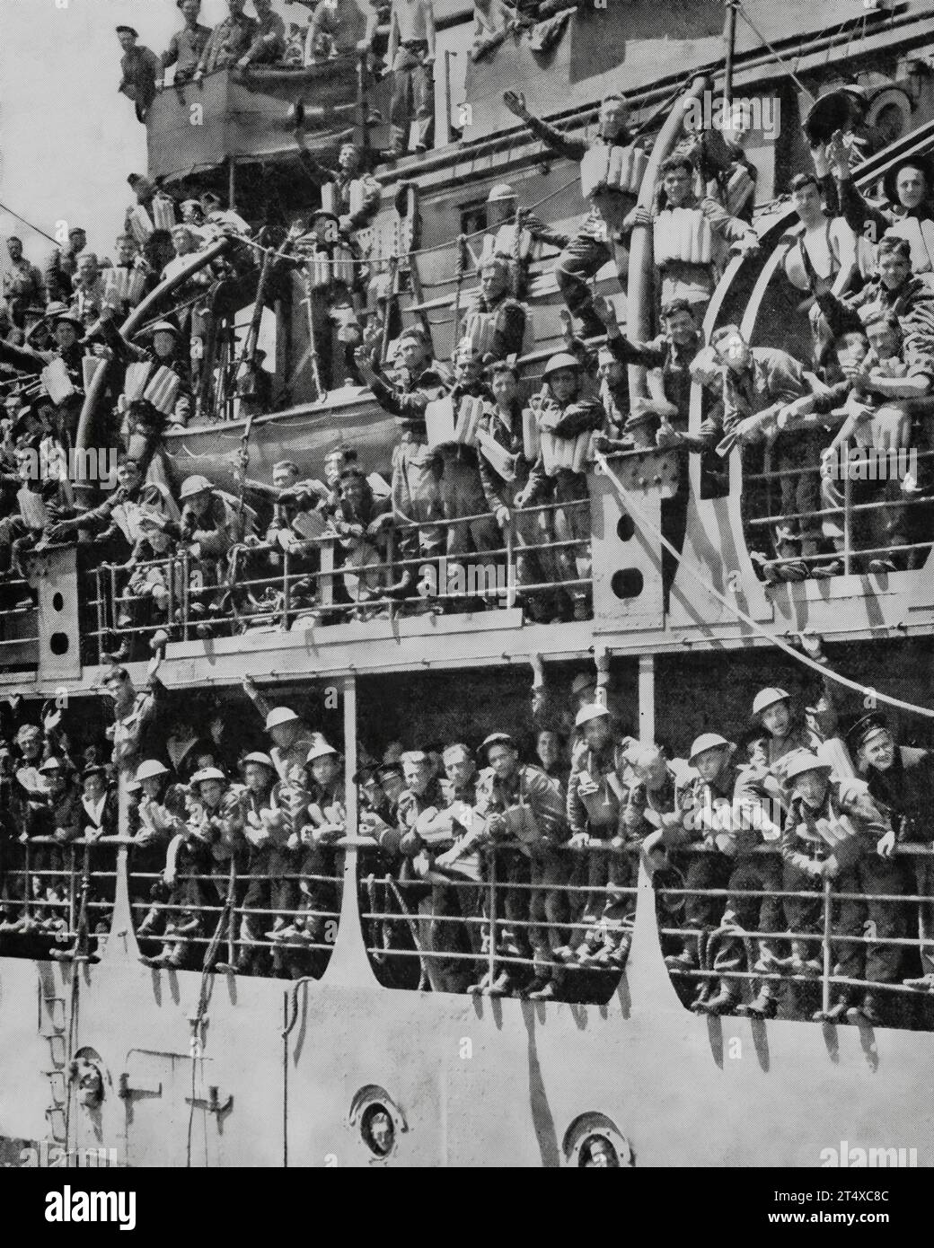 Il 18 giugno 1940, le truppe canadesi, insieme ad alcune truppe dell'esercito britannico, tornate da Dunkerque, salparono per sostenere i francesi. Ma con il crollo del paese, la BEF ricostruita è stata richiamata poco dopo la partenza. Foto Stock