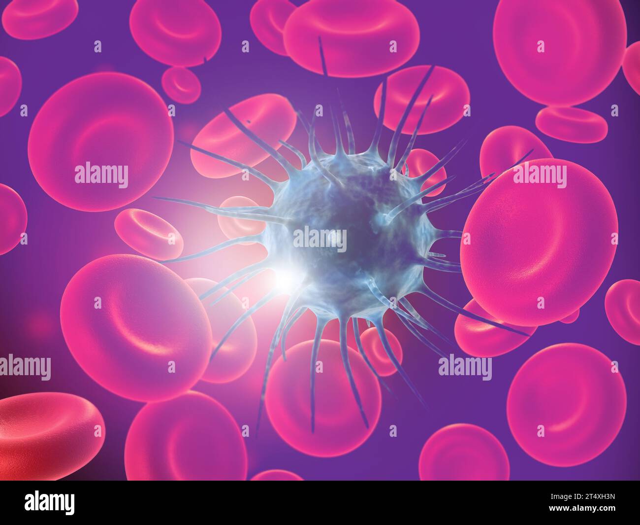 Virus nel flusso sanguigno. illustrazione 3d. Foto Stock